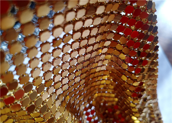 decoración brillante del hotel o del restaurante de Mesh Fabric Curtains Gold For del metal de 4m m
