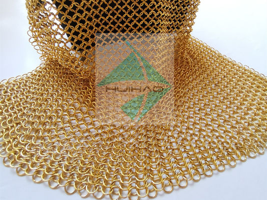Metal electrochapado Ring Mesh Is For Decorating Ceiling LampTreatments del correo en cadena del color oro