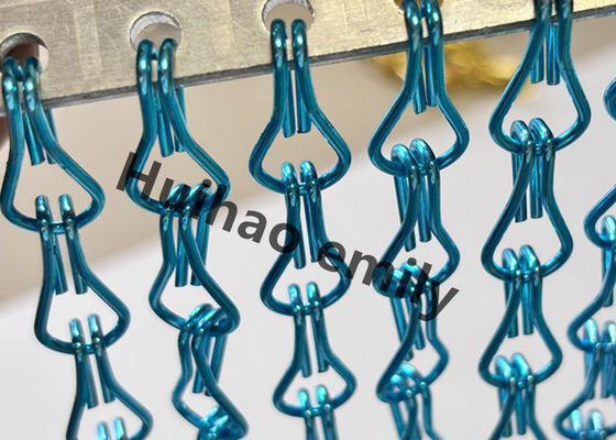 Cortina de cadena de malla de aluminio de 12x24 mm con tratamiento anodizado