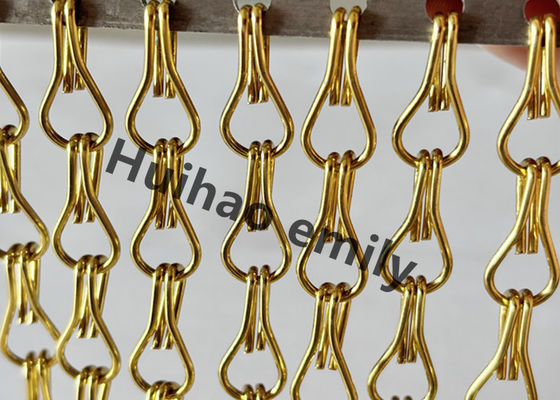 Cortina de cadena de malla de aluminio de 12x24 mm con tratamiento anodizado