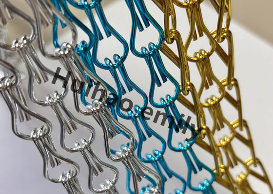 Cortina de cadena de malla de aluminio de 12x24 mm con tratamiento anodizado