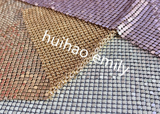 Cortina de malla metálica de aluminio brillante de 8x8mm para decoración