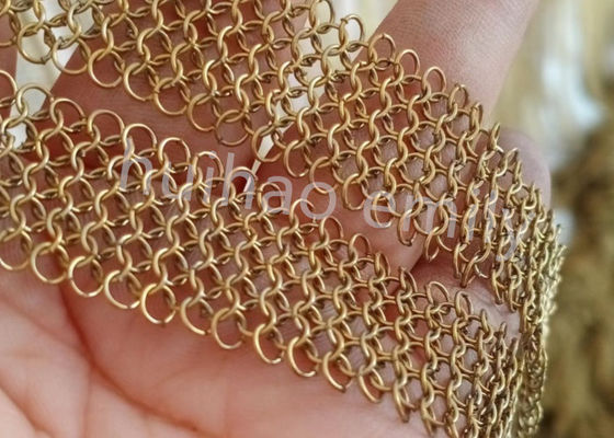 Acero inoxidable 7mm Ring Mesh Cadena de correo cortina con franja