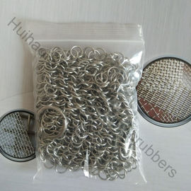 Fregadores de malla de anillos de acero inoxidable de 7" X 7" para utensilios de cocina de hierro fundido