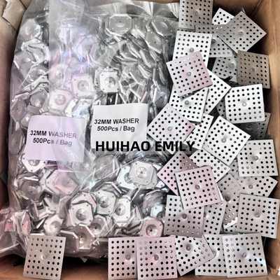 Arandela cuadrada de acero galvanizado de 32 mm con autobloqueo para fijar pines de aislamiento de 2,7 mm