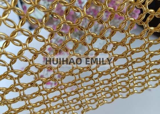 Anillo de oro Malla Cadena Tejido Tipo Acero Inoxidable Anillo Metálico Redondo Malla Cortinaje