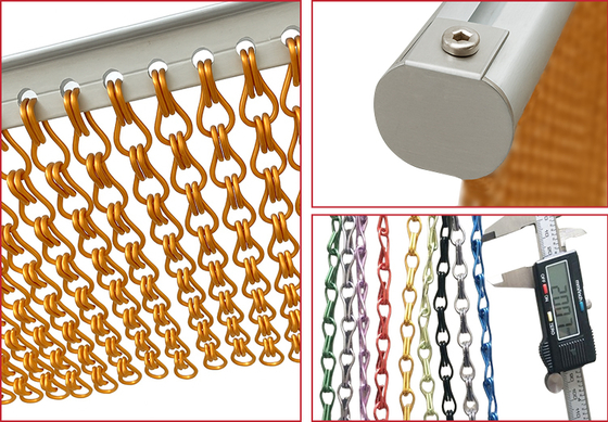 Cortina de malla de eslabones de aluminio de 16 mm, malla de alambre decorativa