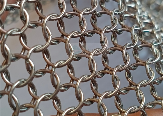 7m m Ring Mesh Curtains Silver Color Used de acero inoxidable para las construcciones arquitectónicas