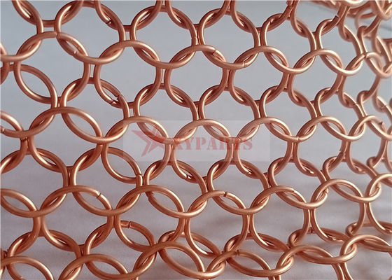 Tela de cota de malla de color cobre de 1,2x10 mm para decoración de arquitectura y malla de anillo metálico