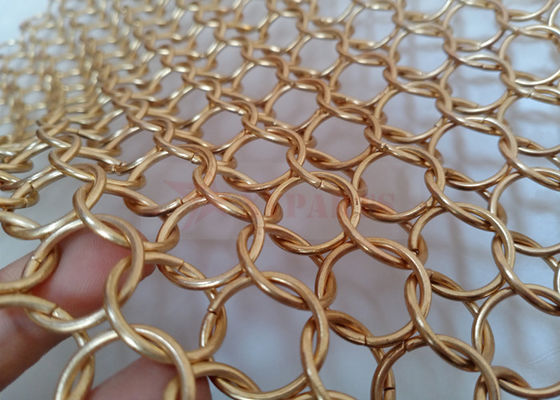 Color oro Chainmail Mesh Fabric 1.5x15m m para la división del sitio