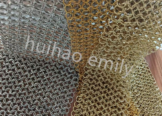 Diseño de interiores Cortina de malla de anillo redondo de metal con electrotapado SS