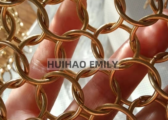 Anillo de oro Malla Cadena Tejido Tipo Acero Inoxidable Anillo Metálico Redondo Malla Cortinaje