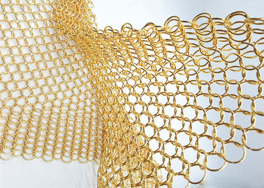 divisor de acero coloreado oro de los pasillos de Dexhibition de la malla del anillo del diámetro 15m m OD del 1.5MM