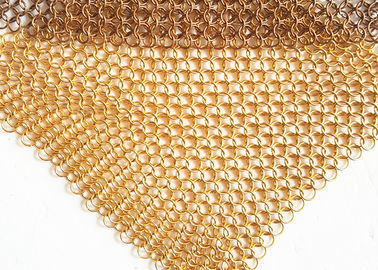 Pañería de la malla metálica del divisor del espacio, malla de cobre amarillo del anillo de Chainmail del alambre de la cortina del hotel