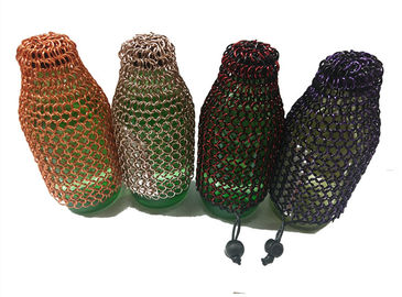 Bolso modificado para requisitos particulares de la botella de vino de la malla del anillo del metal del anillo de Chainmail de la aleación de aluminio