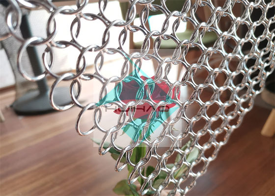 Cortina de acero inoxidable de Ring Mesh Drapery For Room Partitions de la armadura del correo en cadena de la decoración de los contextos